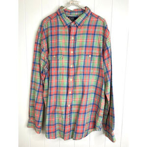 Polo Ralph Lauren Flannel Men's XL Work Shirt‎ Plaid 100% Cotton Button Up